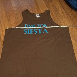 Brown Tank Top with Blue Graphic Print vintage